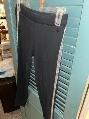 RETRO vs PINK Black Leggings with Holographic sequin Side Stripes